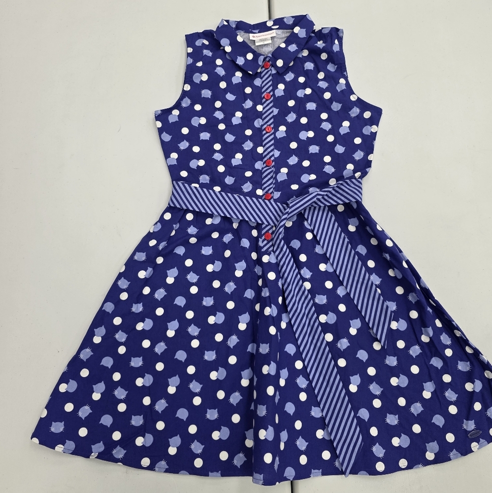 American Girl Blue and White Polka Dot Dress Purrfect Dots